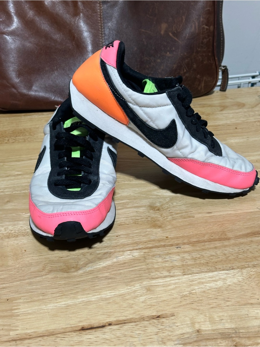 Nike White Sneakers with Pink, Orange & Black Accents